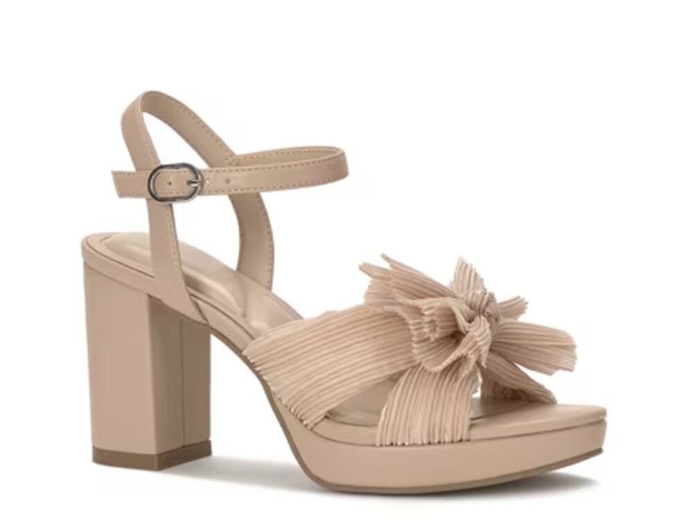 6 heels pumps Kelly & Katie Heather Sandal pleated bow chunky block heel